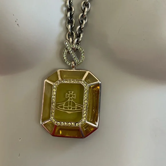 Vivienne Westwood VINTAGE BRAND NEW AW2011 Necklace Olive Green/Silver/Swarovski - Picture 6 of 11